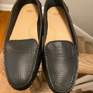 UGG Women's Classic Black Leather Loafers
